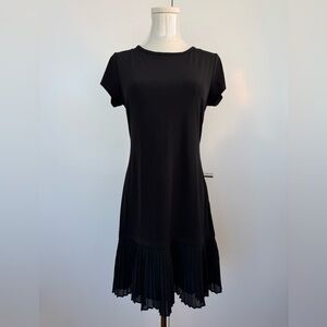 Michael Kors Elegant Black Pleated Hem Dress